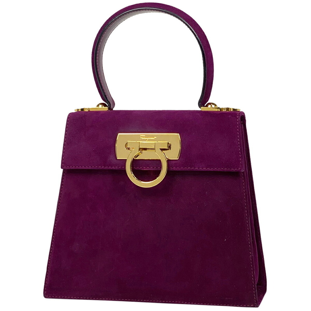 Salvatore Ferragamo Gancini 2WAY Shoulder Handbag Suede Purple